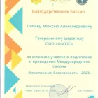 Благодарственное письмо ОЗОЗС - Комплексная безопасность 2023